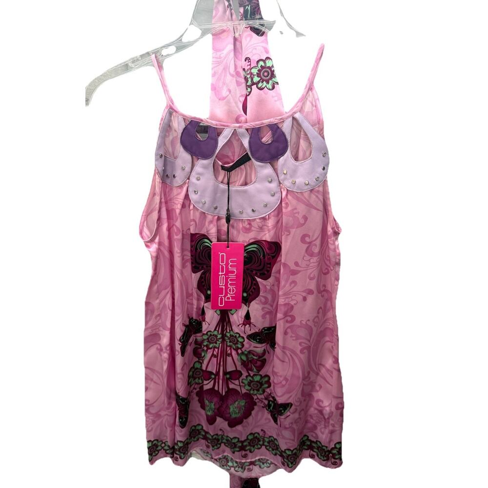 Gusto pink butterfly top with scarf Medium - Picture 5 of 9